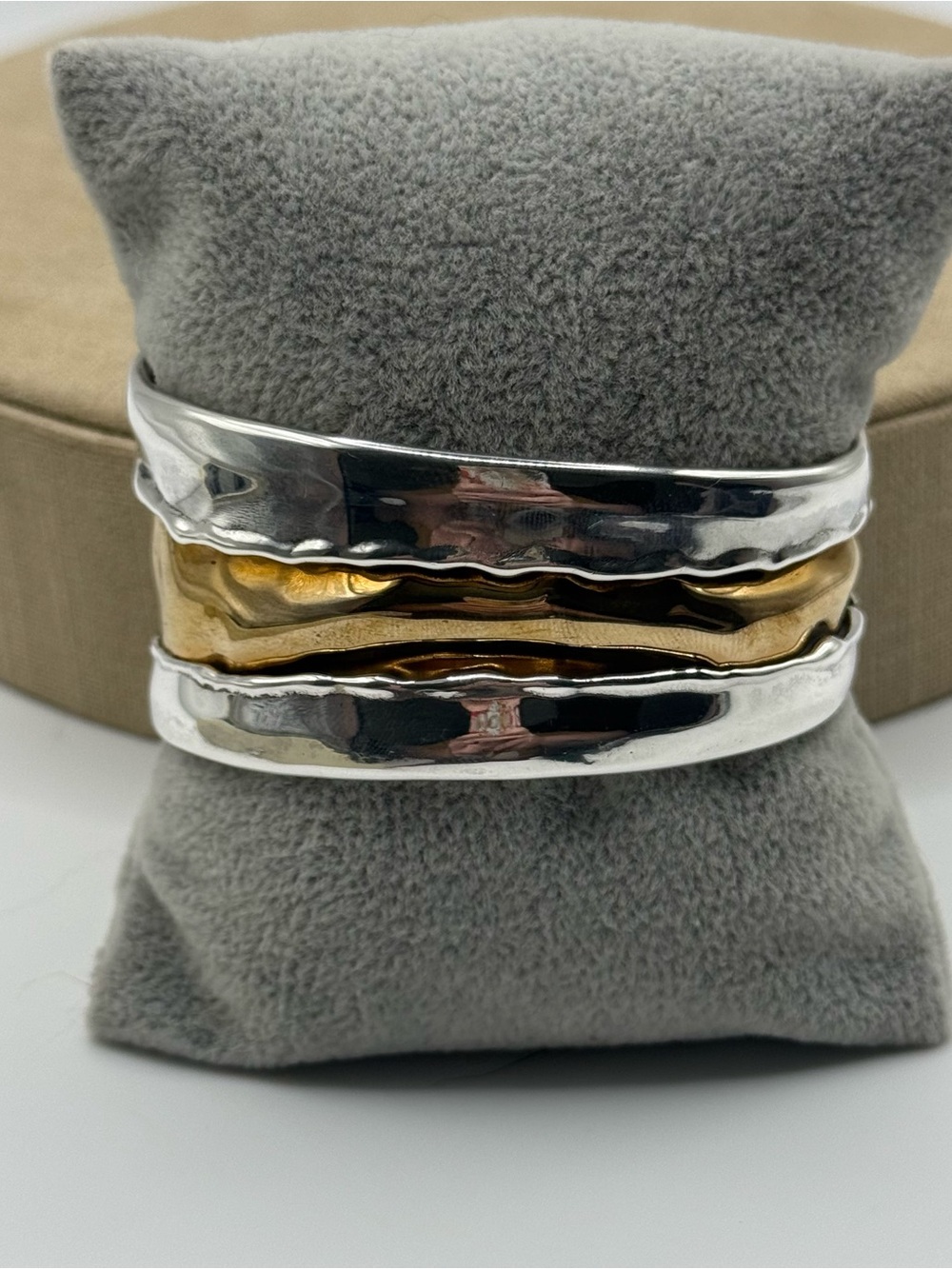 Lazaro solid brass and sterling silver Mixed Metal Hammered Cuff Bracelet